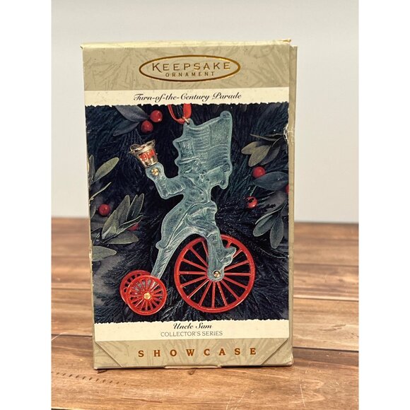 1996 HALLMARK KEEPSAKE ORNAMENT QK1084 UNCLE SAM ON TRICYCLE WITH BELL PARADE - Picture 1 of 7